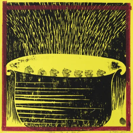 Woodcut Toguo - Alive in a box 6