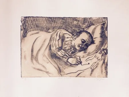 Lithograph Topor - Autoportrait
