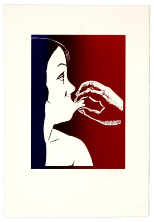 Linocut Topor - Bouche que veux-tu ?