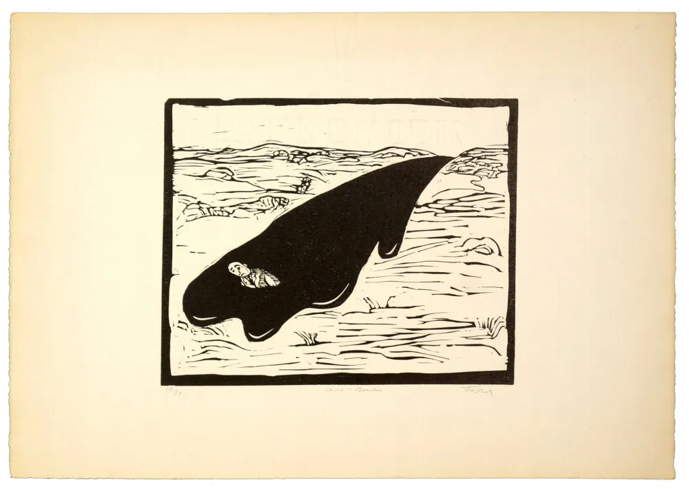 Linocut Topor - Caca boudin