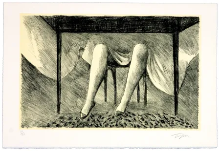 Lithograph Topor - La couturière