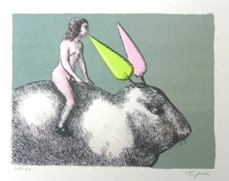 Lithograph Topor - Le lapin