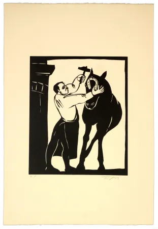 Linocut Topor - Maréchal nous voilà