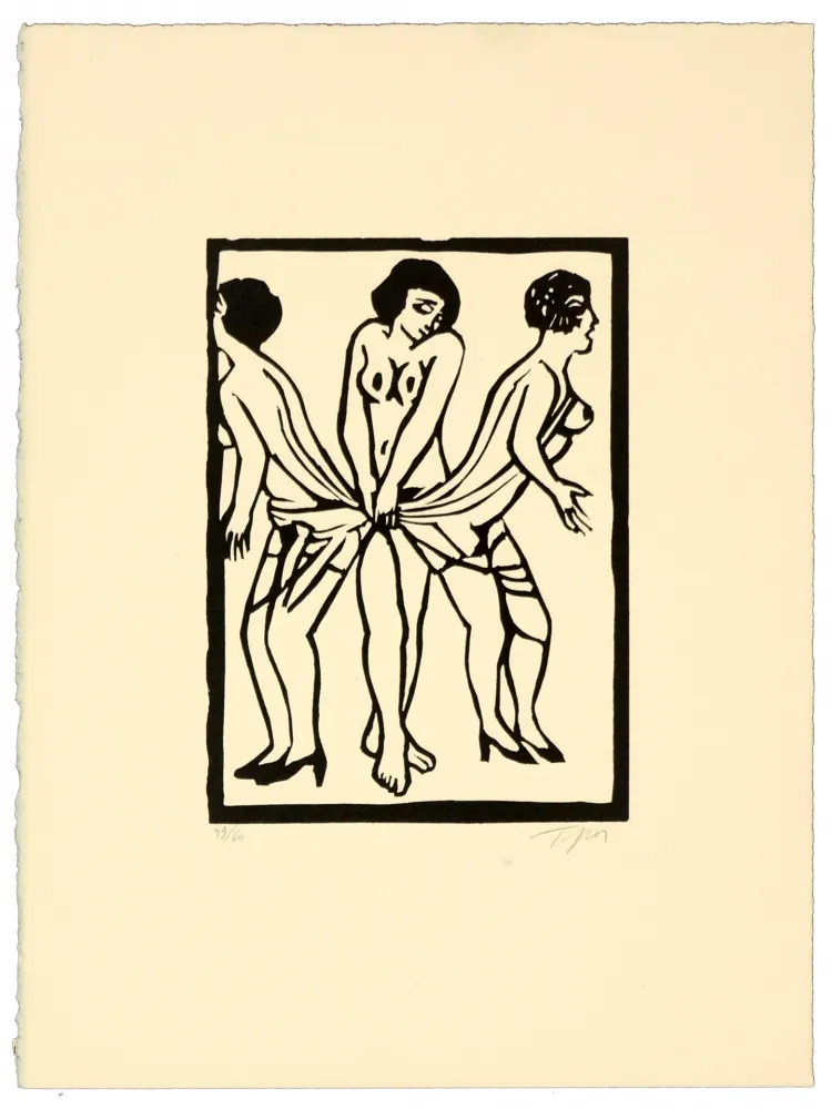 Linocut Topor - Marx sisters