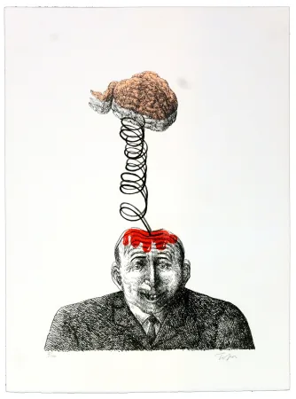 Lithograph Topor - Par-dessus la tête