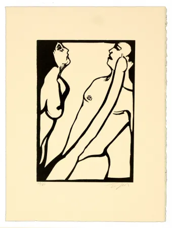 Linocut Topor - Rigor Mortis