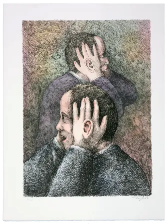 Lithograph Topor - Trop de gens annoncent : 