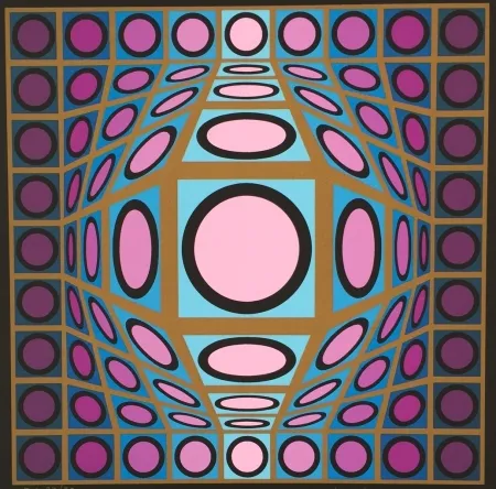 Screenprint Vasarely - Composition Microcosmos IV