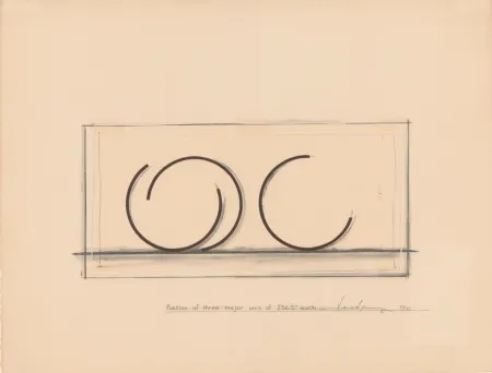 Lithograph Venet - Position of three major arcs of 265.5° each
