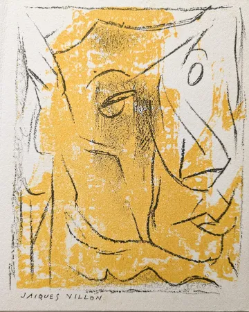 Lithograph Villon - Cubist portrait, 1954 - Original lithograph on vellum paper