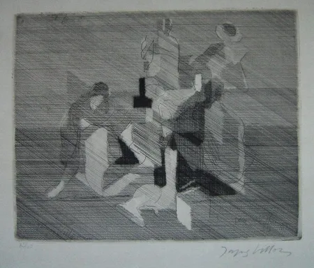 Drypoint Villon - D'ou l'on tourne l'epaule a la vie 