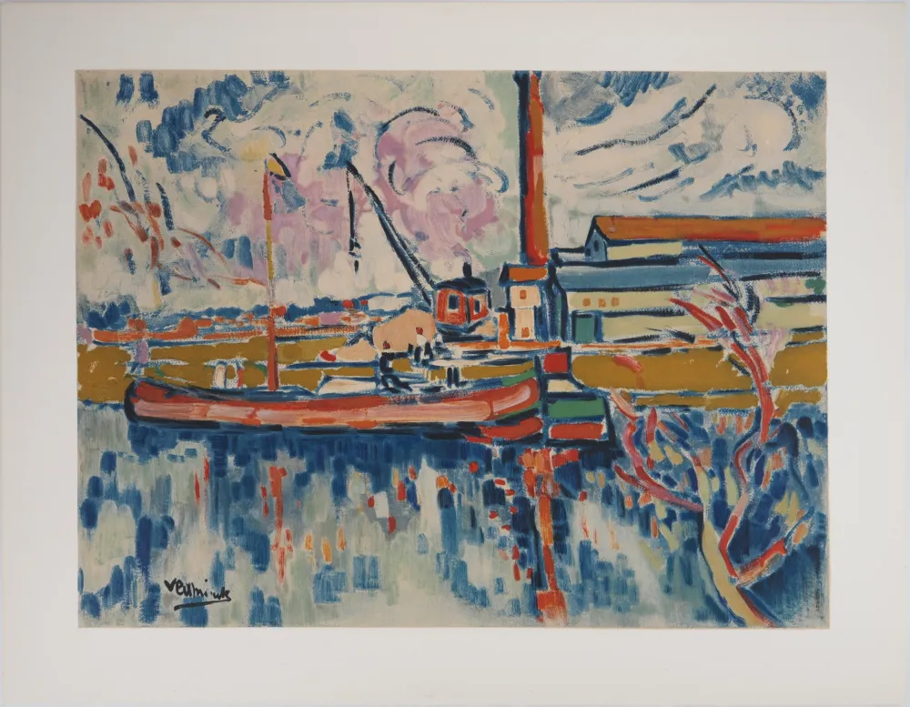 Lithograph Vlaminck - La Seine vers Chatou