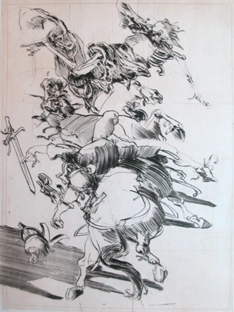 Etching Weisbuch - LA MORT ET LE CAVALIER