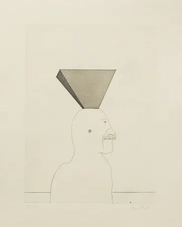 Etching And Aquatint Wunderlich - Autoportrait avec pyramide