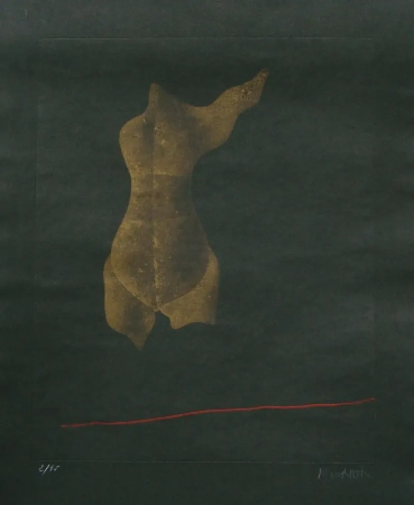 Etching And Aquatint Wunderlich - Goldener Torso mit I Flügel