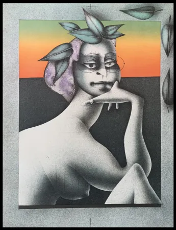 Lithograph Wunderlich - La penseuse du printemps 