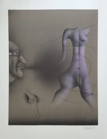 Lithograph Wunderlich - Selbst in Betrachtung eines Torso