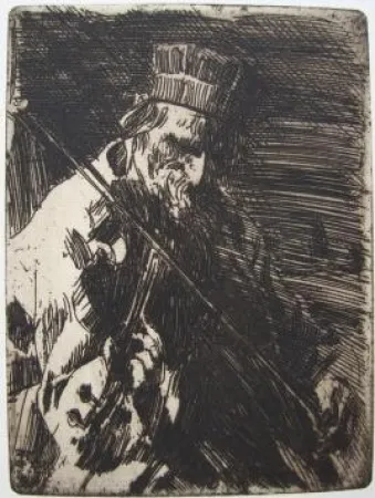 Etching Zorn - Village Violinist / Musicien de village
