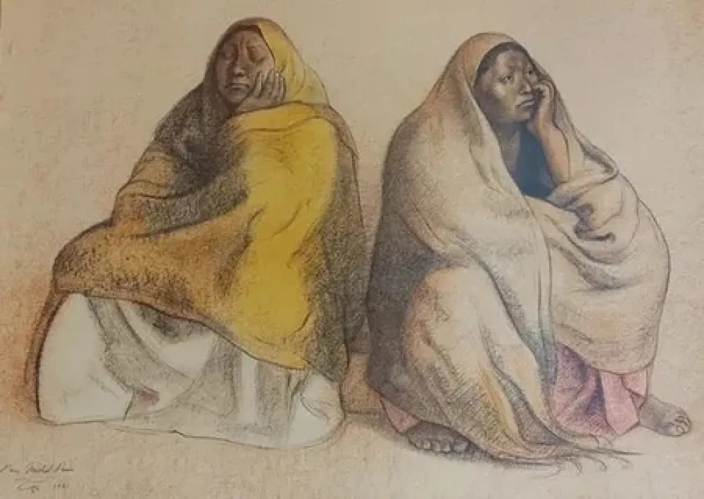 Lithograph Zuniga - SEATED FIGURES 1981