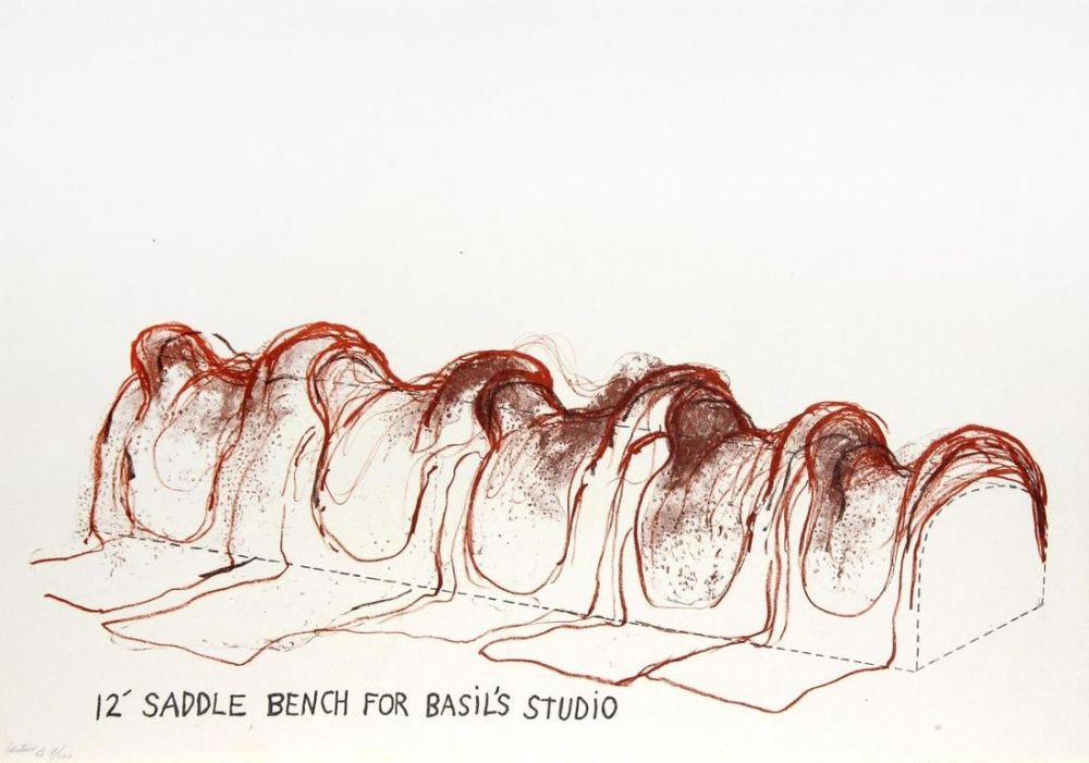 Lithograph Dine - 12' Saddle Bench for Basil's Studio