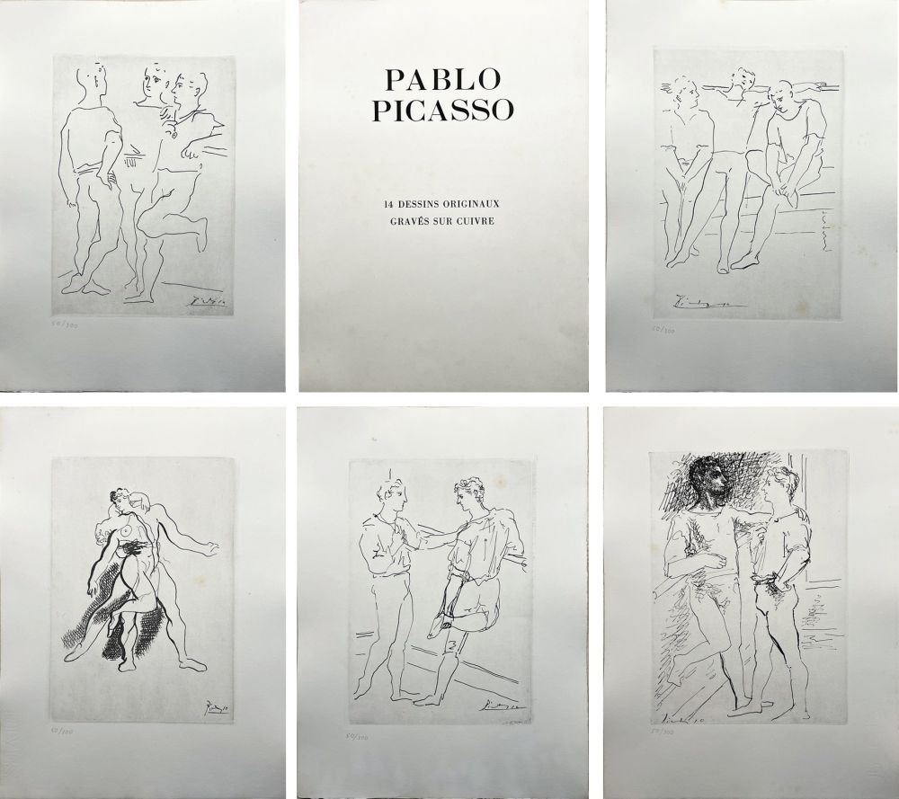 Etching Picasso - 14 DESSINS DE PICASSO (Grâce et Mouvement) gravés sur cuivre (1943).‎