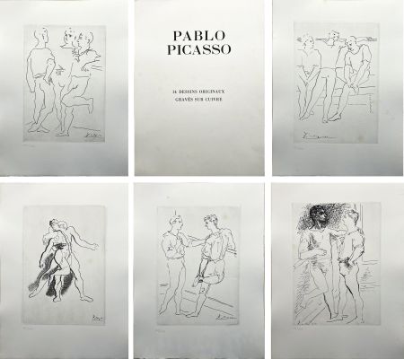 Etching Picasso - 14 DESSINS DE PICASSO (Grâce et Mouvement) gravés sur cuivre (1943).‎