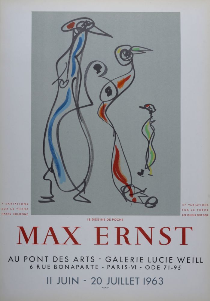 Lithograph Ernst - 18 Dessins de poche - Galerie Lucie Weill, 1963