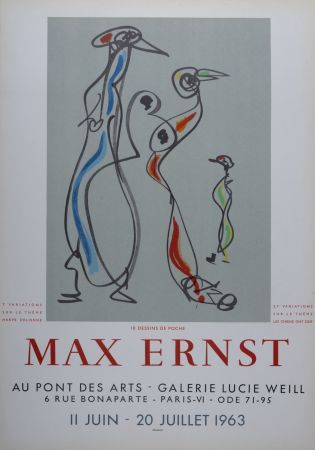 Lithograph Ernst - 18 Dessins de poche - Galerie Lucie Weill, 1963