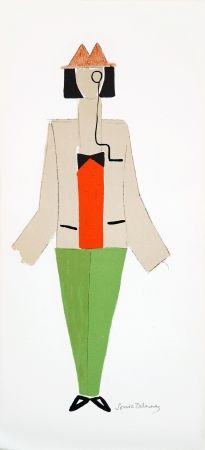 Lithograph Delaunay - 1921 costume for Dada party in Paris