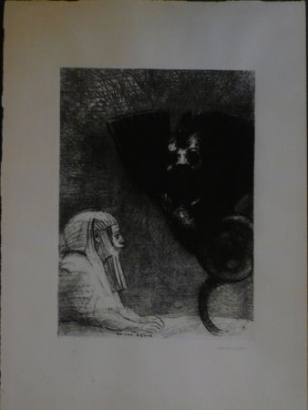 Lithograph Redon - A Gustave Flaubert,le sphinx