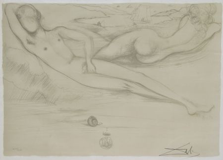 Lithograph Dali - A la Plage from the Nudes Suite