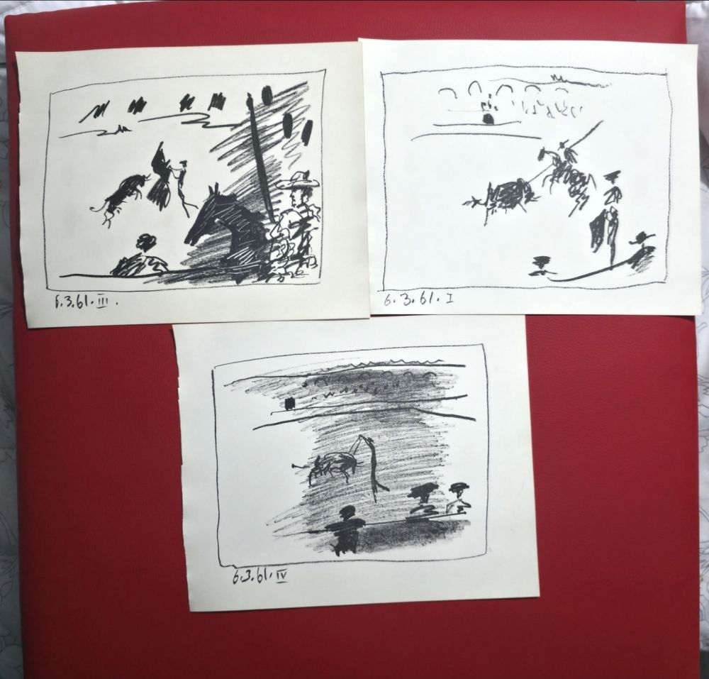 Lithograph Picasso - A Los Toros Avec Picasso- 3 plates