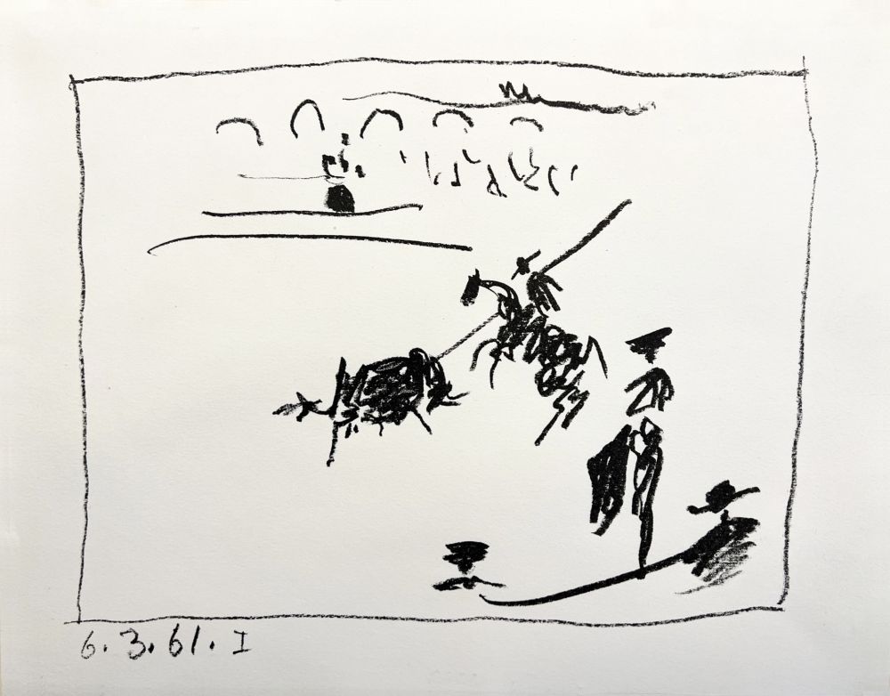 Lithograph Picasso - (A los toros) LA PIQUE. Lithographie originale. 1961