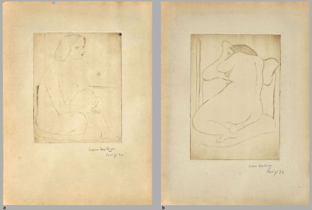 Drypoint Cantatore - A PAIR OF FEMALE NUDES, 1932