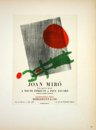 Lithograph Miró - A Toute Epreuve de Paul Eluard
