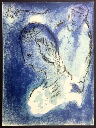 Lithograph Chagall - ABRAHAM ET SARAH. Lithographie originale pour LA BIBLE