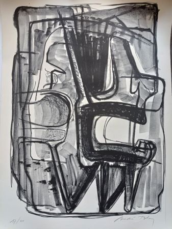 Lithograph Bloc - Abstract Composition, Large Handsigned Lithograoh, 70-80's