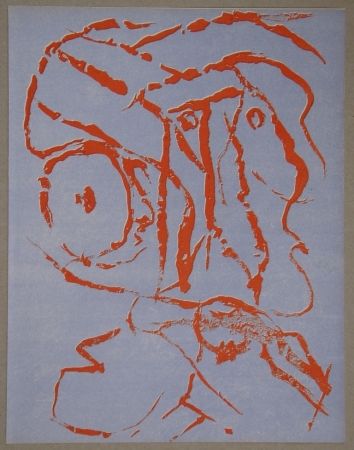 Lithograph Alechinsky - Abstract head