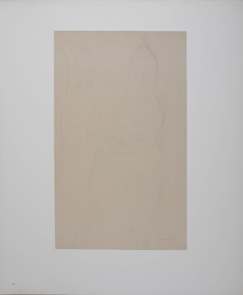 Lithograph Modigliani - Adam and Eve