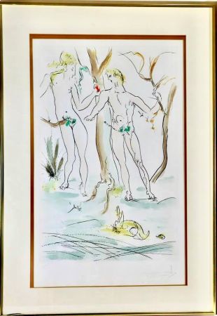 Engraving Dali - Adam et Eve