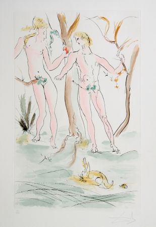 Etching Dali - Adam et Eve from the Homage a Albrecht Durer Suite