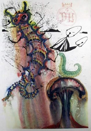 Lithograph Dali - Advice from a caterpillar