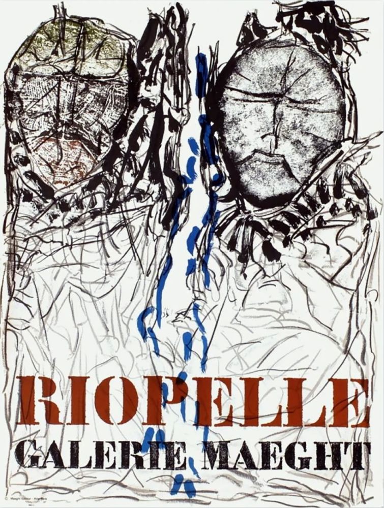 Poster Riopelle - AFFICHE EN LITHOGRAPHIE pour l'exposition à la Galerie Maeght en 1974
