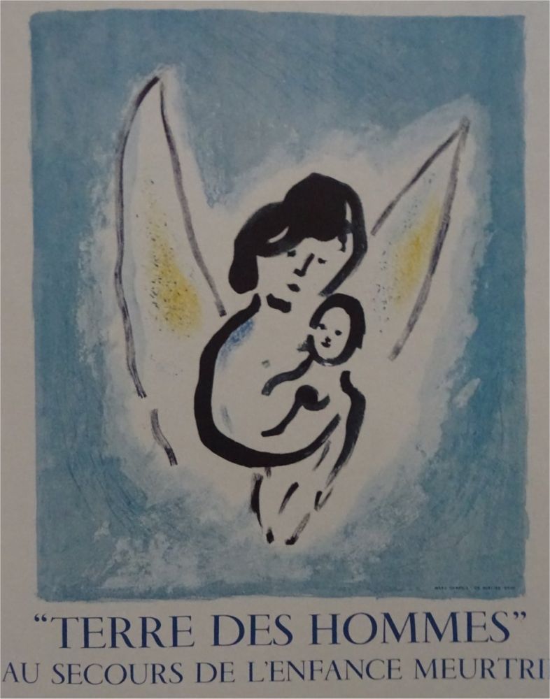 Lithograph Chagall - Affiche lithographie Terre des Hommes