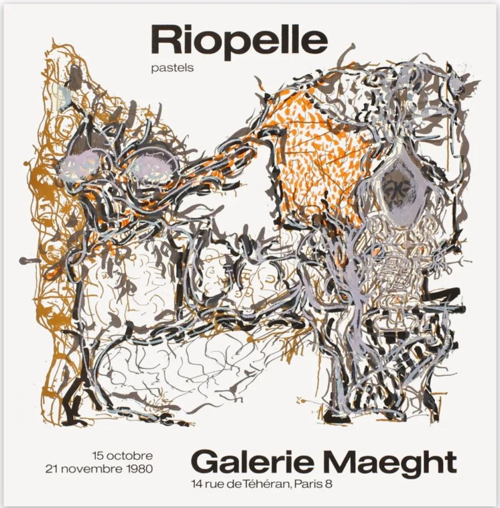 Poster Riopelle - Affiche lithographique originale de la Galerie Maeght 1980.