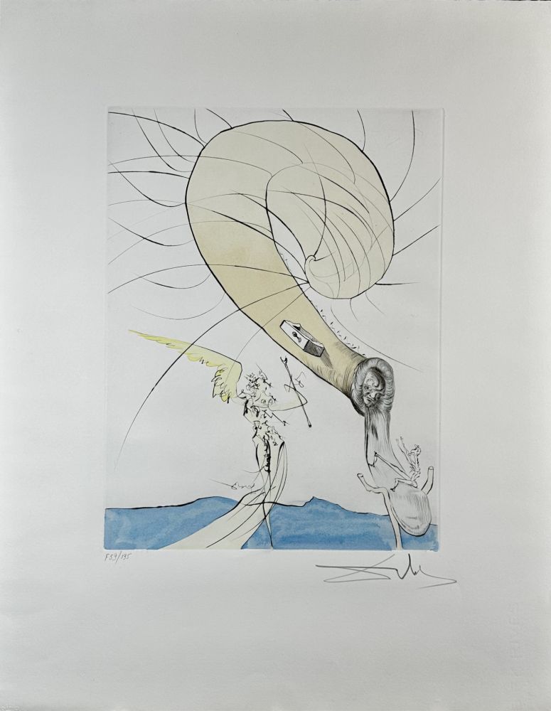 Etching Dali - After 50 Years of Surrealism Freud with Snail-Head