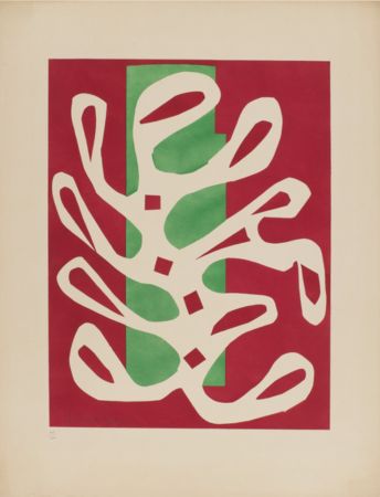 Multiple Matisse - Algue blanche sur fond rouge et vert Executed