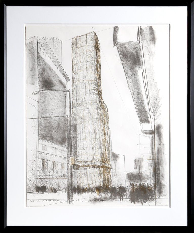 Lithograph Christo - Allied Chemical Tower, Packed, Project for Number 1 Times Square from 