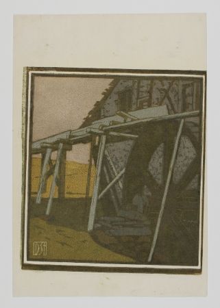 Woodcut Staschus - Alte Mühle (Old Mill)