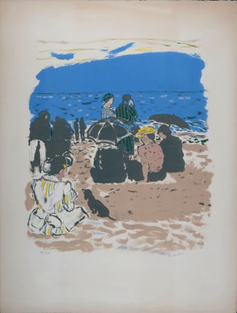 Lithograph Brianchon - Am Strand, c. 1955 -  Hand-signed!
